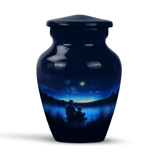 Fishing Urn - 3" Small Urns for Human Ashes, Urn for Fisherman, Burial Urns | Fishing Urns for Human Ashes Adult Man - Blue Urn for Ashes Adult Male - color: Fisherman-1, size: 3 Inch Keepsake