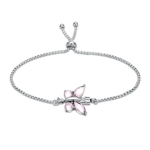 constantlife Crystal Butterfly Cremation Bracelet for Ashes for Women Stainless Steel Pendant Urn Keepsake Adjustable Wristband Bangle Memorial Jewelry Gift - color: Pink
