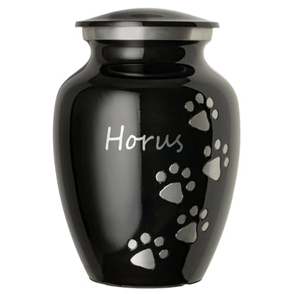 Ottillie Premier Ebony/Pewter/Vert Urn, up to 25lbs - color: Ebony, Vertical Pewter Paws, size: Small