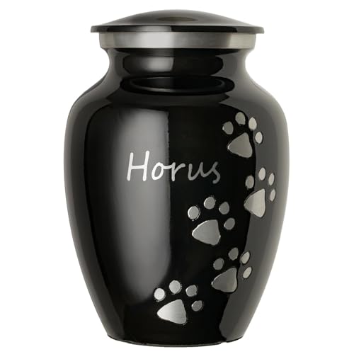 Ottillie Premier Ebony/Pewter/Vert Urn, up to 65lbs - color: Ebony, Vertical Pewter Paws, size: Medium