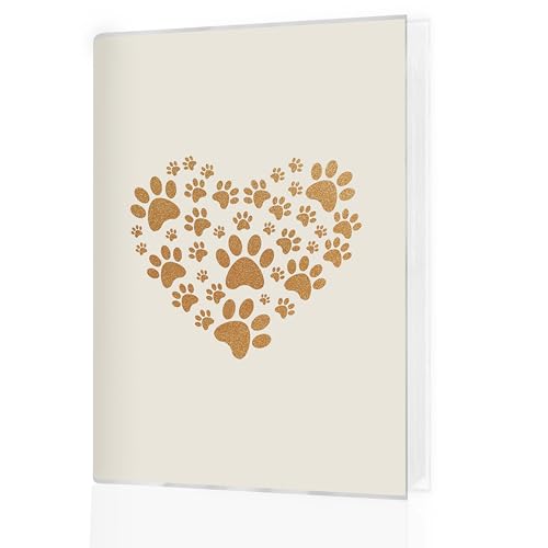 Pet Photo Album 4x6 18 Pockets Photos, Pet Lover Owner Gifts, Golden Heart Paw Print Small Mini Photo Album Hold 36 Pictures Book for Cat and Dog Lover Owner - color: Paw Heart-Yellow