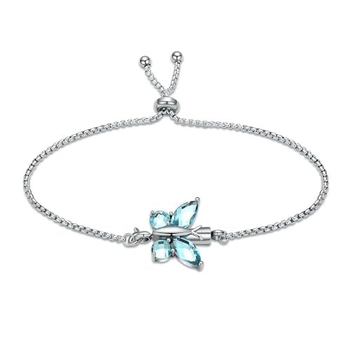 constantlife Crystal Butterfly Cremation Bracelet for Ashes for Women Stainless Steel Pendant Urn Keepsake Adjustable Wristband Bangle Memorial Jewelry Gift - color: Light Blue