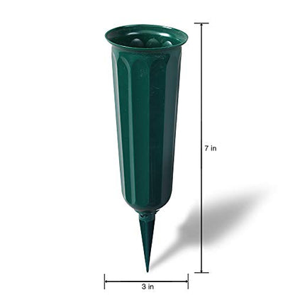 FloraCraft Plastic Cemetery Vase with Detachable Spike 3 Inch x 7 Inch Green