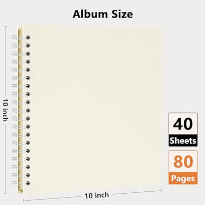 Vienrose Scrapbook Album,80 Pages,10x10 Inch,Sophora Beige | Blank Thick Kraft Paper,DIY Scrapbooking Supplies – Wedding,Travel,Family,Baby,Holiday Gifts - color: Beige, size: 10×10 Inch 80 Pages