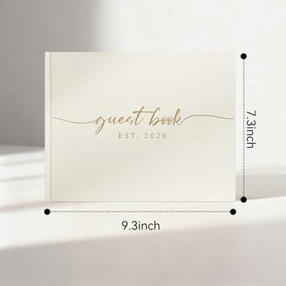 1DOT2 Wedding Guest Book, Personalized 2026 Year, Beige - color: Beige, size: With Year/2026