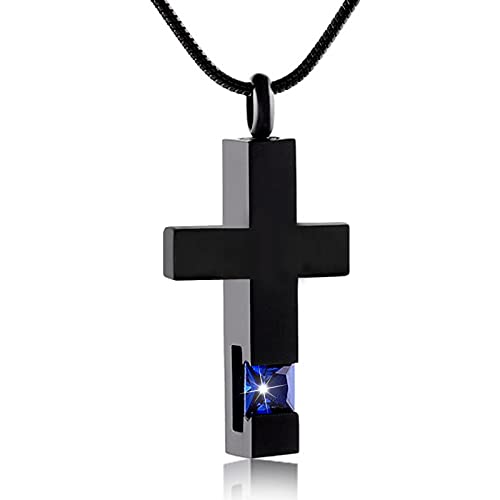 Urn Necklaces for Ashes, Cremation Necklack for Ashes, Urn Necklaces for Ashes for Women, Cremation Jewelry Locket Stainless Steel Keepsake Waterproof Memorial Pend… - color: black cross pendant
