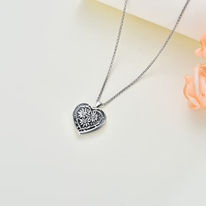 Dorunmo Locket Necklace 925 Sterling Silver Pictures Photo Keep Someone Near to You Custom Lockets Mother's Day Jewelry Personalized Photo Locket Gifts - color: B-Sunflower, style: Locket Only