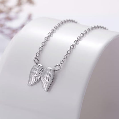 Ralukiia Angel Wings Necklace Gift from Heaven, Memorial Gifts for Loss of Loved One, Mourning Jewelry, Thinking of You Gift, Letter from Heaven Sympathy Condolence - style: silver