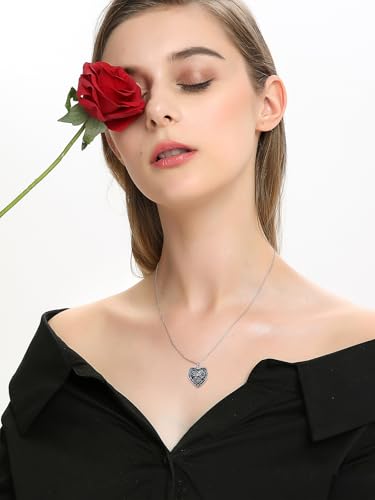 Dorunmo Personalized Locket Urn Necklace 925 Sterling Silver Pictures Photo Keep Someone Near to You Custom Lockets Jewelry Letters Engraving for Women - color: A-Rose, style: Locket+Photo+Text