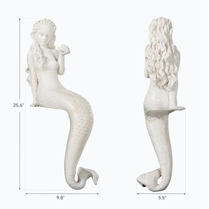 Large Mermaid Garden Statue, 25.6 in DIY Outdoor Sculpture Figurines - color: Mermaid-25.6"