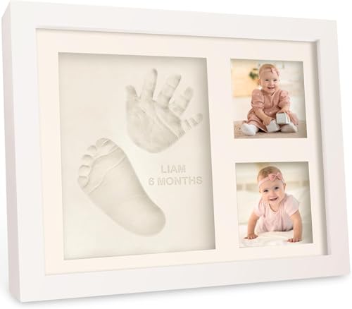 Baby Hand and Footprint Kit Quick Dry Clay Baby Footprints (Alpine White) | Pets Paw Kit, Newborn Keepsake Picture Frame for Boys, Girls, Personalized New Mom Gifts for Shower & Registry, Grandparents - color: Alpine White