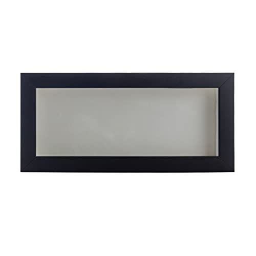 14x22 Shadow Box Frame Black Wood | with a 3/4" Usable Display Depth | Includes a White Real Suede Texture Acid-Free Backing Board, UV Resistant Acrylic, and Hanging Hardware