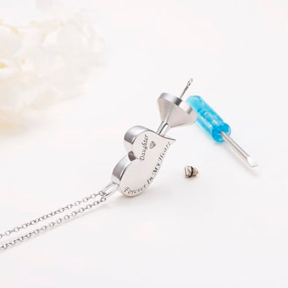 Ladytree 925 Sterling Silver Cremation Urn Necklace for Ashes - style: Daughter