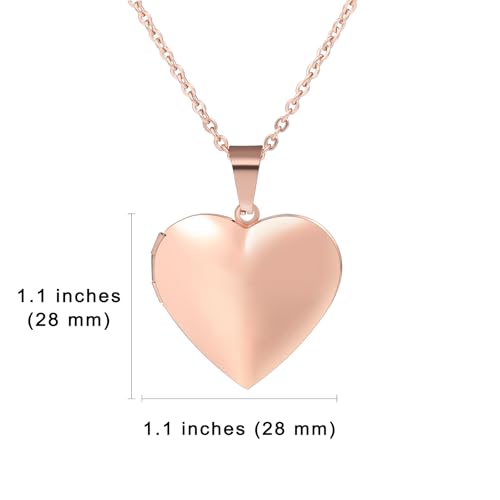 Personalized Heart Locket Necklace for Women with Picture Custom Inside Engraved Text Silver/Gold/Rose Gold Photo Locket Stainless Steel Memorial Gifts for Mom Daughter Grandmother - color: E3: Custom Text (Rose Gold)