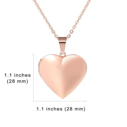 Personalized Heart Locket Necklace for Women with Picture Custom Inside Engraved Text Silver/Gold/Rose Gold Photo Locket Stainless Steel Memorial Gifts for Mom Daughter Grandmother - color: E3: Custom Text (Rose Gold)