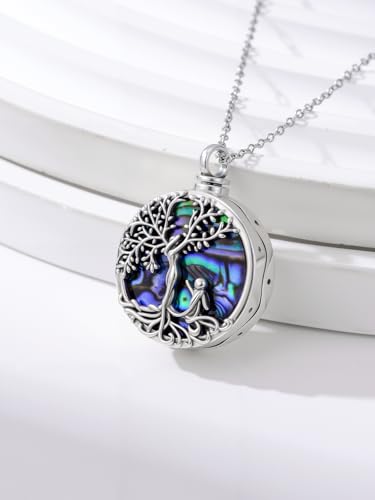 WINNICACA Cremation Jewelry for Ashes Locket Ashes Necklace Urn Necklace for Women Sterling Silver Cremation Necklace for Ashes Fine Keepsake Picture Necklace Memorial Jewelry - style: Round Urn Necklace
