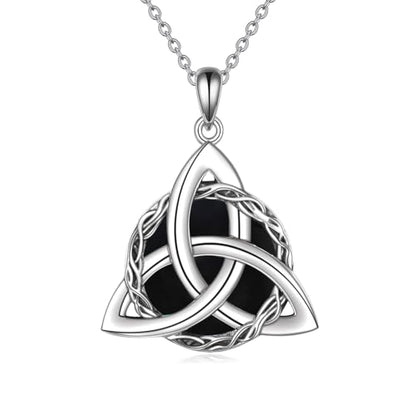 WINNICACA Celtic Knot Necklace 925 Sterling Silver Celtic Pendant Irish Urn Necklace Jewelry Birthday Anniversary Valentine's Day Gifts for Her Women Wife Girlfriend Daughter - style: 1-Celtic Knot Necklace(Black Onyx)