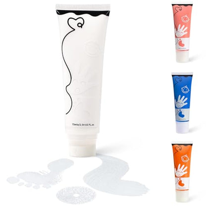 Baby Hand and Footprint Paint with Sponge Head, 2.54 fl oz, Non-Toxic & Acid-Free, Washable Baby Safe Paint for Newborn Keepsakes, Dog Nose & Paw Prints, Ideal New Mom Gift - White - color: White