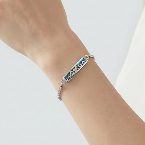 ONEFINITY Urn Bracelet for Ashes Abalone Shell Tree of Life/Hummingbird/Mountain/Butterfly/Dragonfly/Opal Bracelet Cremation Jewelry Gifts for Women - color: Mountain