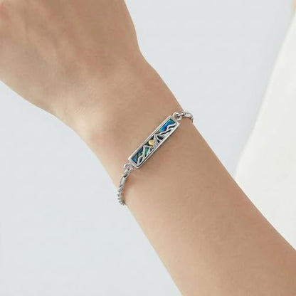 ONEFINITY Urn Bracelet for Ashes Abalone Shell Tree of Life/Hummingbird/Mountain/Butterfly/Dragonfly/Opal Bracelet Cremation Jewelry Gifts for Women - color: Mountain