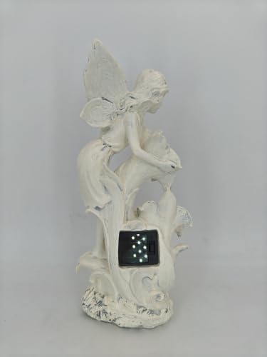 Angel Figurines Garden Statue with Solar Powered Light 12.2IN - color: Showerhead Angel