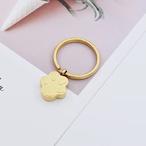 Customize Pet Cremation Keyring for Ashes Dog Cat Paw Print Keychain for Ashes Holder Pet Urn Keyring - color: Gold