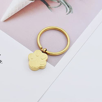 Customize Pet Cremation Keyring for Ashes Dog Cat Paw Print Keychain for Ashes Holder Pet Urn Keyring - color: Gold