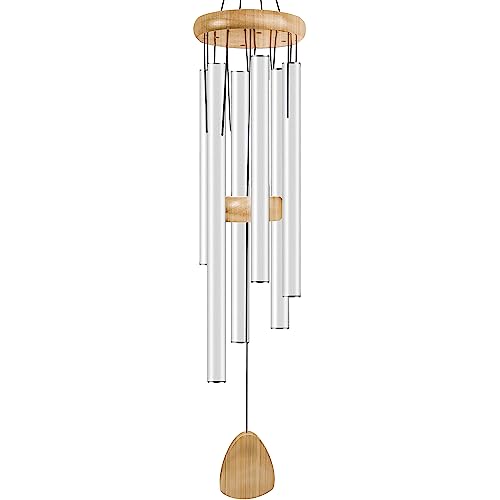 Bursvik 37" Aluminum Wind Chimes for Outside (White), Patio Zen Decor Gift - color: White, size: Classic 37"