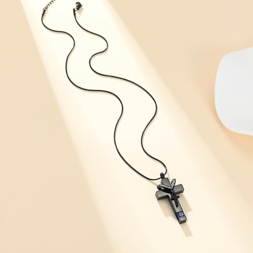 Cross Cremation Jewelry Urn Necklace for Human Ashes for Women Men Memorial Ashes Keepsake Birthstone Pendant - color: Customize