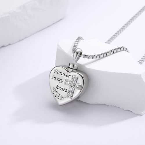 925 Sterling Silver Urn Charms for Ashes Bracelets for Women Cremation Gift | Urn Charms for Loved Ones, Memorial Keepsake Bead Pendant, Cremation Jewelry for Ashes - style: Necklace-Cross