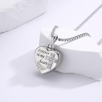 925 Sterling Silver Urn Charms for Ashes Bracelets for Women Cremation Gift | Urn Charms for Loved Ones, Memorial Keepsake Bead Pendant, Cremation Jewelry for Ashes - style: Necklace-Cross
