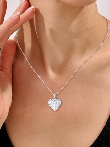 U7 Women Locket Necklace, Heart Photo Lockets Hold Picture, Gift Box Packed | Gold/Silver/Rose Locket Charm, Custom Picture and Engravement Heart Pendant, 20" Chain, Personalized Gift for Mom Wife Friend - color: 04# Stainless(Tree of Life)
