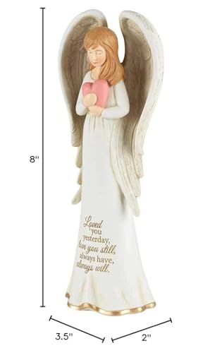 Dicksons Loved You Yesterday Angel with Heart Ivory 3.5 x 8 Resin Stone Tabletop Figurine
