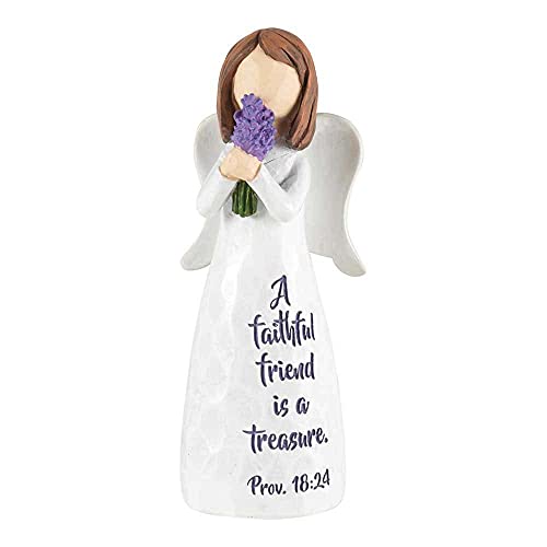 Dicksons Faithful Friend is A Treasure Angel Ivory 1.5 x 4 Resin Stone Tabletop Figurine