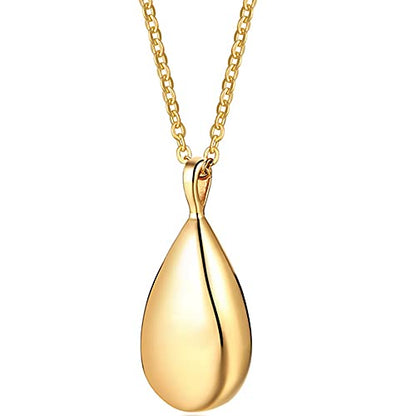 Jude Jewelers Stainless Steel Wate Drop Tear Shaped Memorial Keepsake Cremation Ash Urn Pendant Necklace - color: Gold