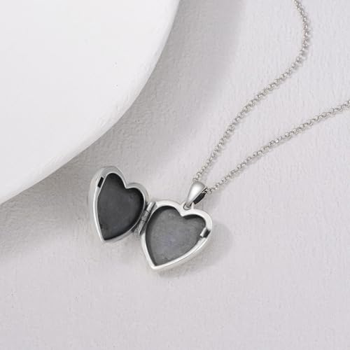 Heart Locket Necklace 925 Sterling Silver Custom Photo Pendant That Holds Pictures Memorial Jewelry Gifts for Women Mom Daughter - color: Highland Cow, style: 1-no custom