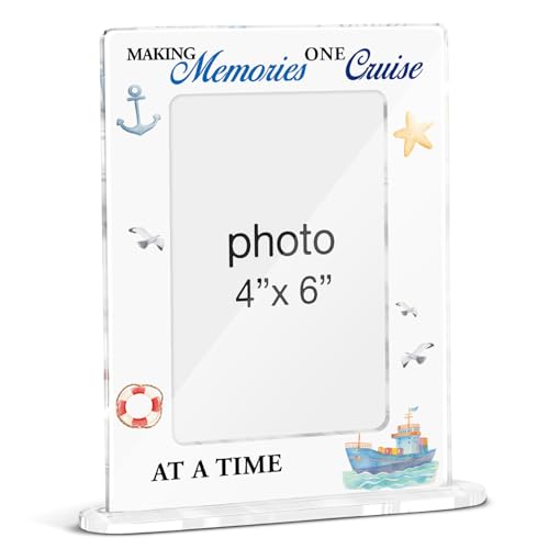 Beach Coastal Vacation Picture Frame, Cruise Lovers Gifts for Women Men Friends, Coastal Making Memories One Cruise Acrylic Picture Frame 4 x 6 Inch Photo - color: U-Making Memories