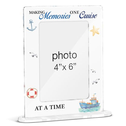 Beach Coastal Vacation Picture Frame, Cruise Lovers Gifts for Women Men Friends, Coastal Making Memories One Cruise Acrylic Picture Frame 4 x 6 Inch Photo - color: U-Making Memories