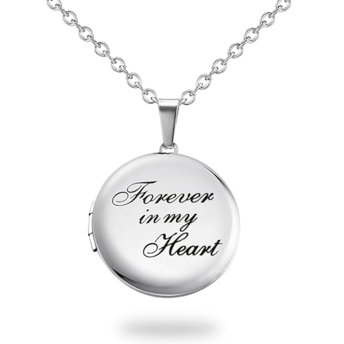 PHOCKSIN Personalized Locket Necklace for Women Photo Necklace with Customized Picture Birth Flower Birthstone Customizable Birthday Gifts - color: #23 Round Forever In My heart