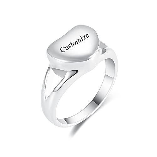 Simple Heart Cremation Urn Ring for Ashes Hold Loved Ones Ashes Memorial Jewelry for Funeral Keepsake Gift - color: Customize