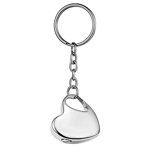 Forever in My Heart Stainless Steel Memorial Keepsake Urn Keychains Cremation Jewelry for Ashes - color: Glossy