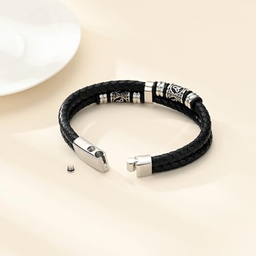 Hearbeingt Memorial Urn Bracelet for Ashes Leather Cremation Jewelry - color: Customize