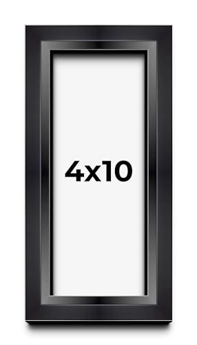 4x10 Shadow Box Black Beveled Display Frame | 1.5 Inches Deep | 1 Inch Wide Moulding | Includes Shatter Resistant Acrylic Plexiglas, Acid-Free Backing and Hanging Hardware - size: 4x10