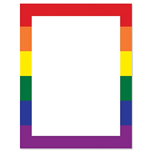 Current Rainbow Letter Paper - Birthday Stationery Papers With Decorative Border Designs, Printable Holiday, Wedding, & Party Invitation Letterhead Sheets, Set of 25, 8 1/2" x 11" - color: Rainbow