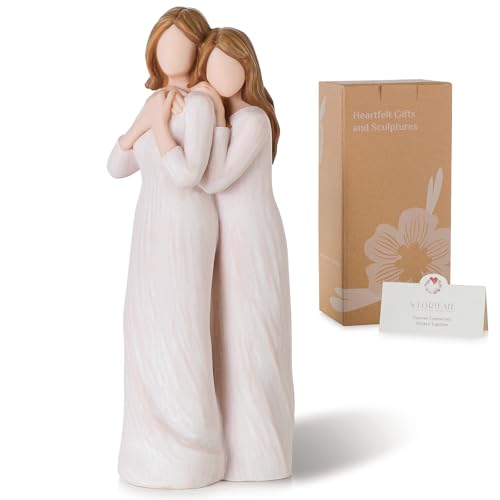 Storieme Unique Mother Daughter Back Hug Figurine Gifts for Mom Birthday | Hand-painted resin with gift-ready box, perfect present for Mother’s Day, Christmas. A warm decoration for shelves & tables - size: Back Embrace