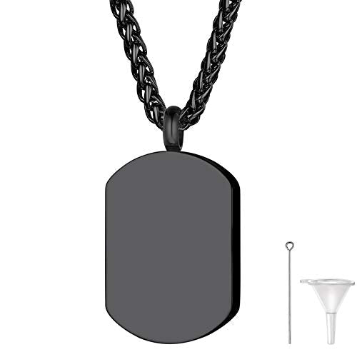 Richsteel Urn Necklaces for Ashes for Women Men Cremation Pendant | Necklace for Ashes Dog/Cross Stainless Steel Memorial Jewelry - color: 03-Black Dog Tag