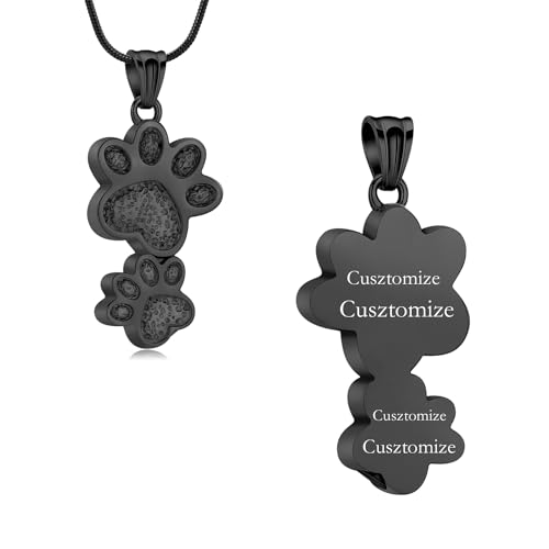 Paw Print Cremation Jewelry for Ashes for Pet Infinity Cross Urn Necklace for Ashes Stainless Steel Ashes Pendant Keepsake Memorial Jewelry for Dog Cat Ashes - color: Paw Customize