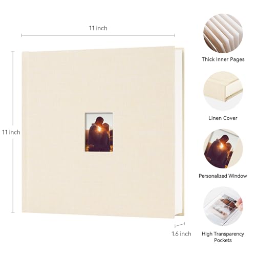 Instax Mini Photo Album with Writing Space, 168 Pockets, Beige | Compatible with 2x3 inch & Polaroid Pictures, Recessed Clear Pockets, Wedding Guest Book and Family Memories - color: Beige, size: 168 Pockets