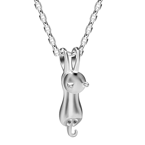 Black Cat Animal Urn Necklace for Ashes Keepsake Memorial Cremation Pendant Jewelry - style: Silver Cat