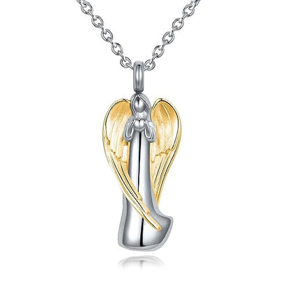 Celtic Knot Cross Cremation Jewelry Urn Necklace for Ashes for Men Women Circle Life Stainless Steel Keepsake Memories Ash Holder - style: Angel Lady